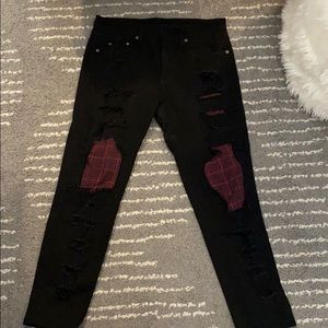 Carmar Black Jeans with Plaid Patches